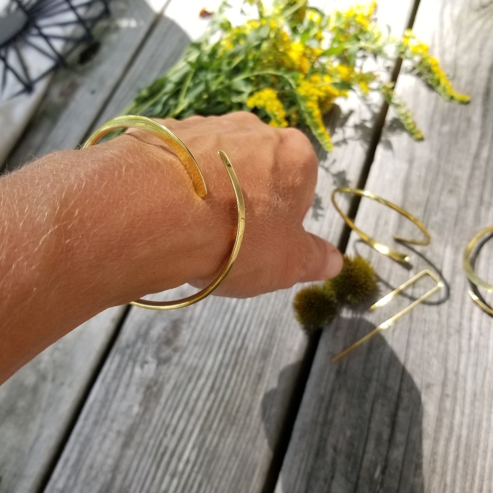 Solid Brass Cuff Bracelet Boho Chic New - image 2